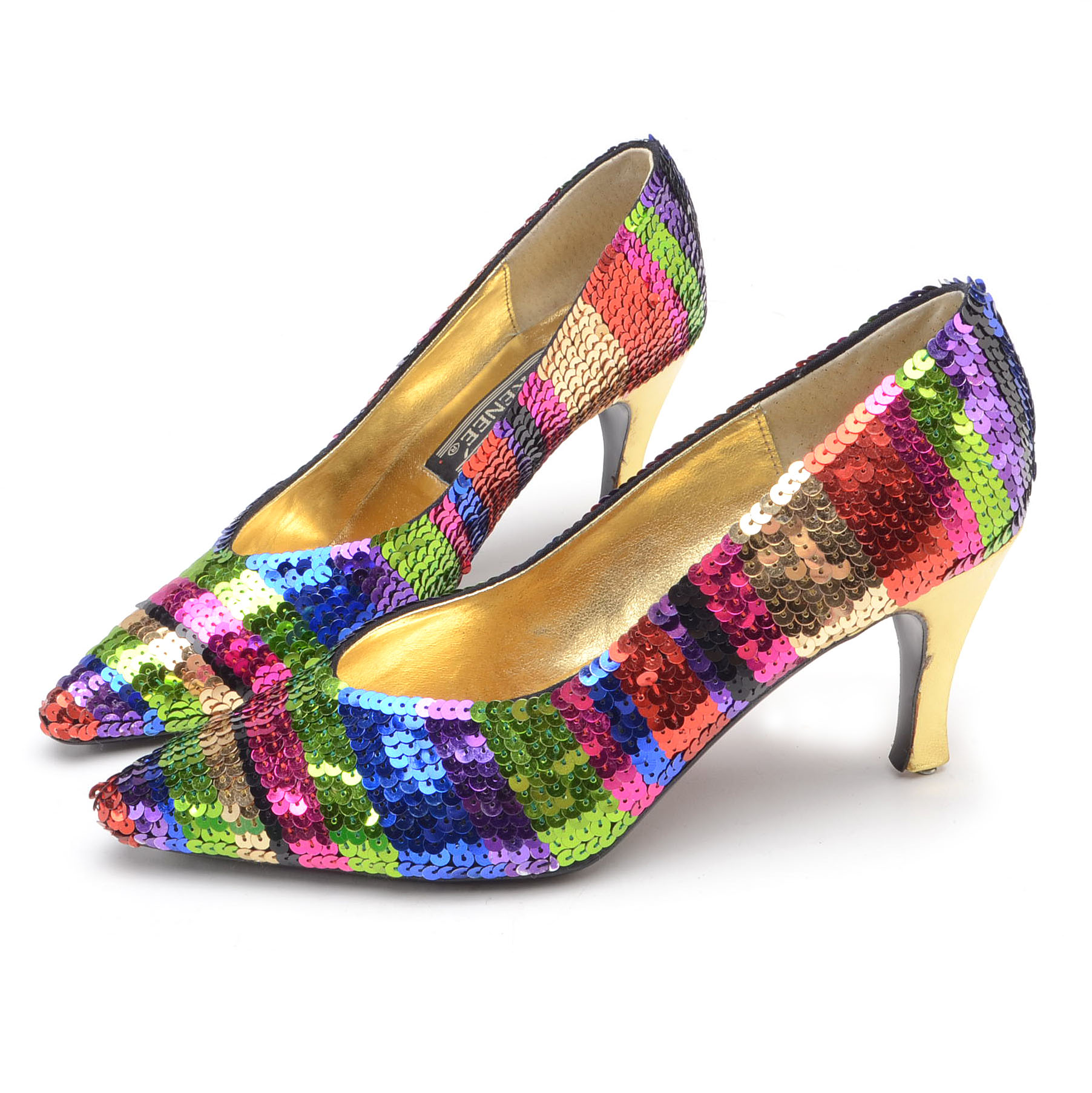 Pair of Vintage J. Reneé Rainbow Sequins High Heels
