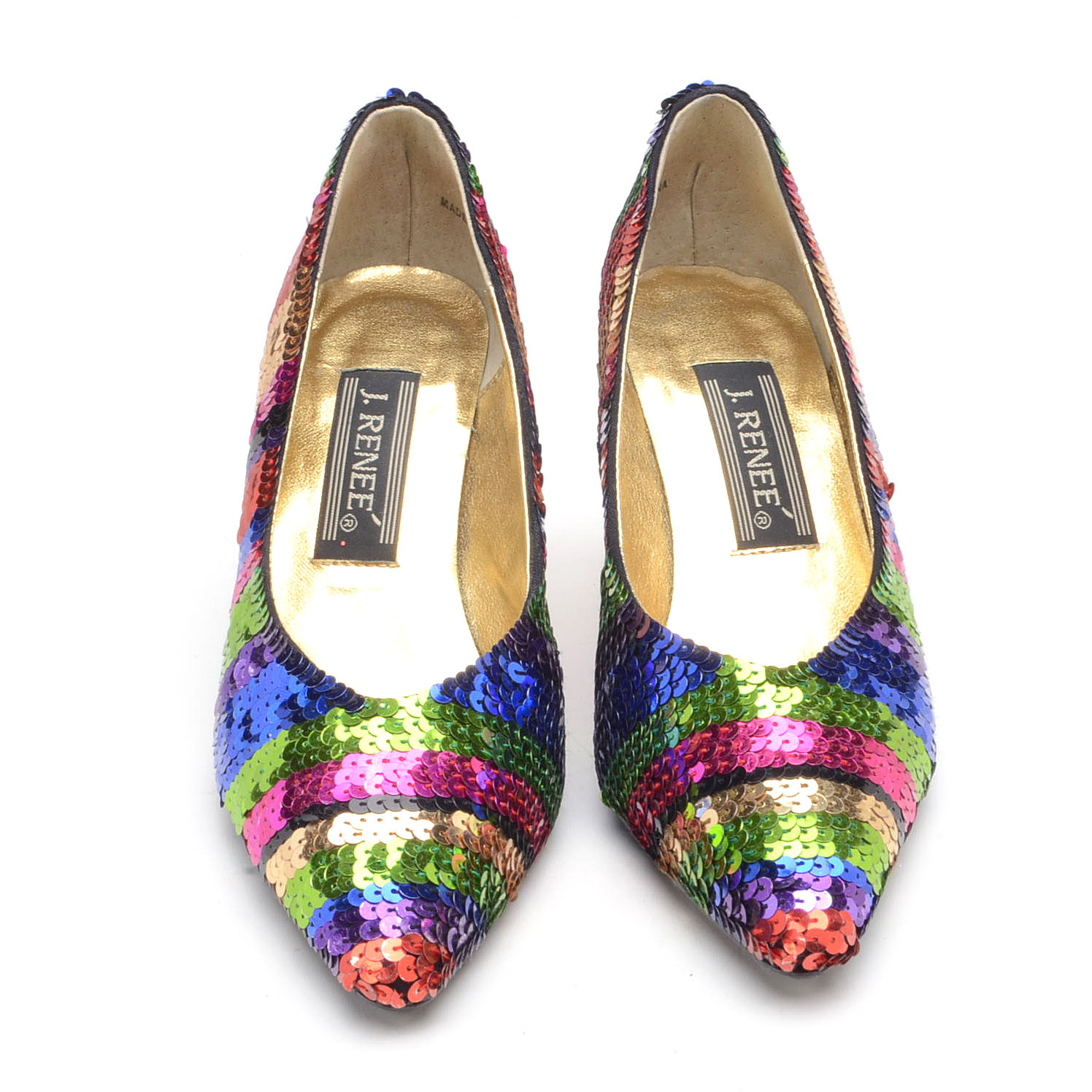 Pair of Vintage J. Reneé Rainbow Sequins High Heels