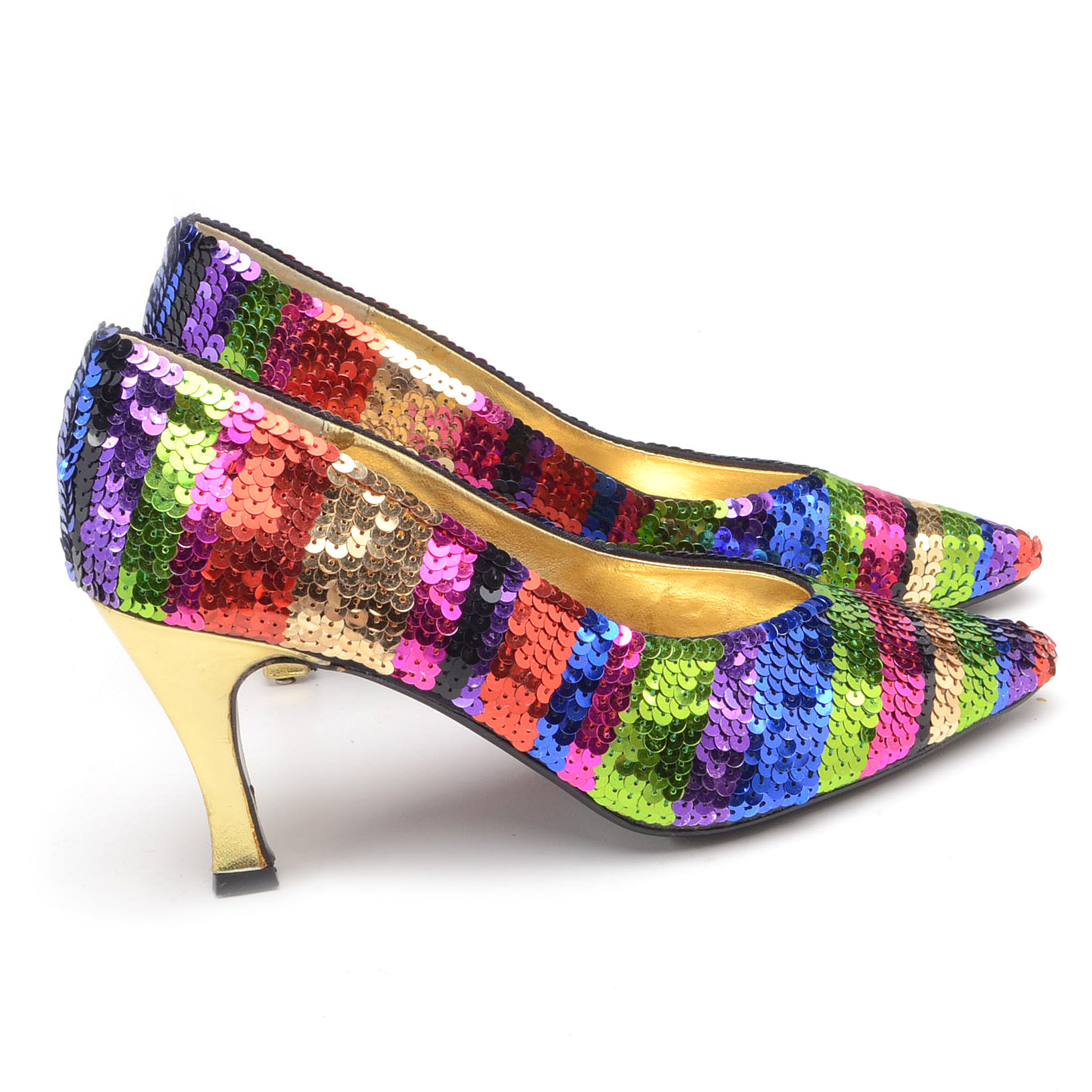 Pair of Vintage J. Reneé Rainbow Sequins High Heels