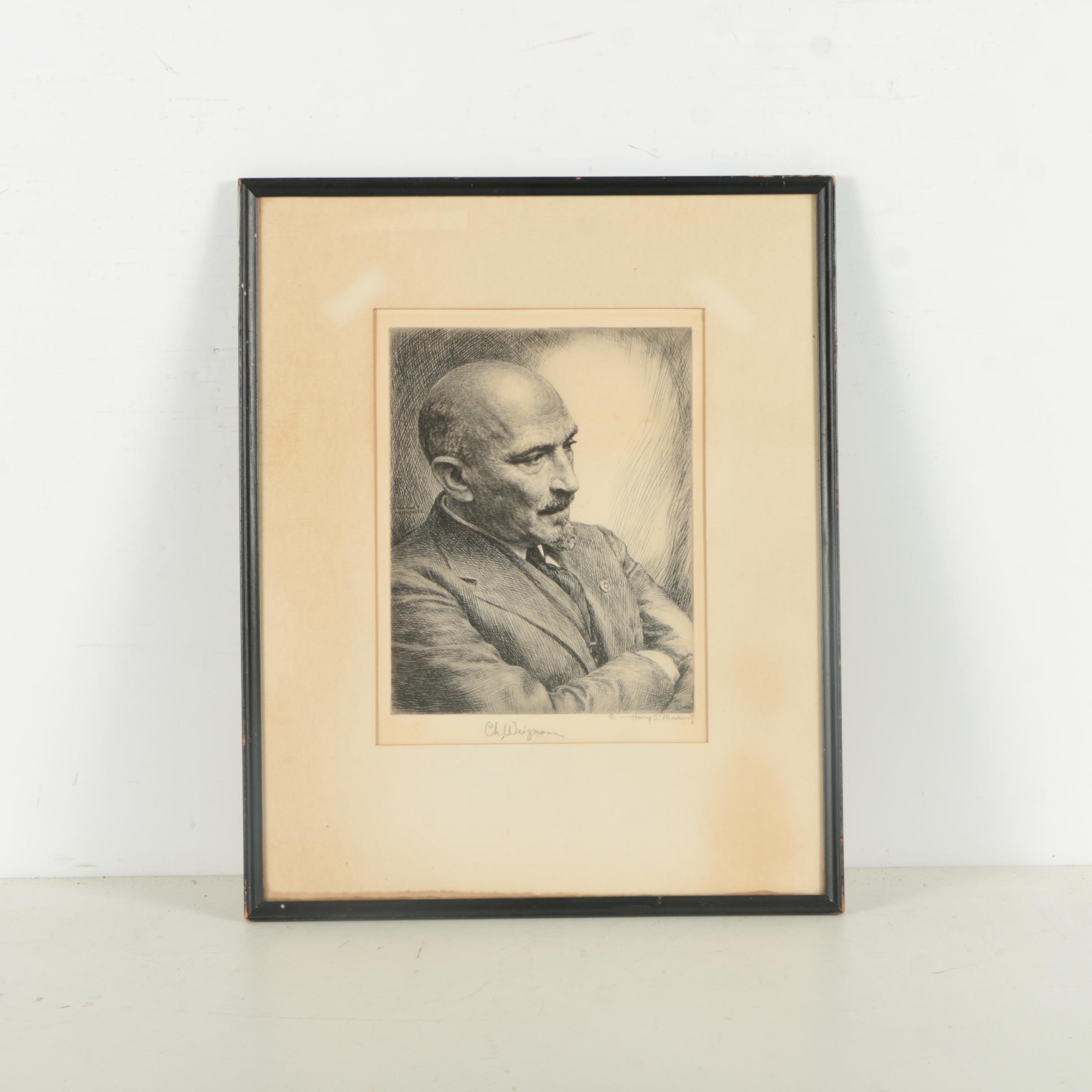 Harry S. Moskovitz Etching of Chaim Weizmann