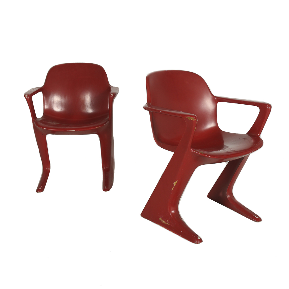 Mid Century Modern Molded Plastic Chairs in Red