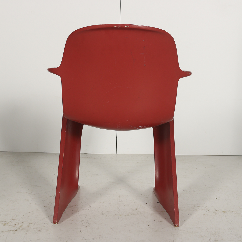 Mid Century Modern Molded Plastic Chairs in Red