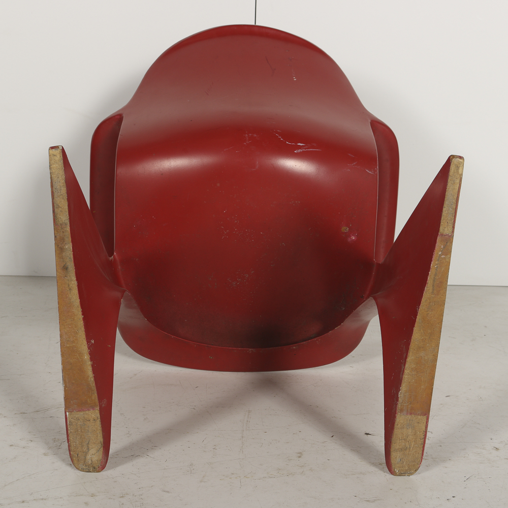 Mid Century Modern Molded Plastic Chairs in Red
