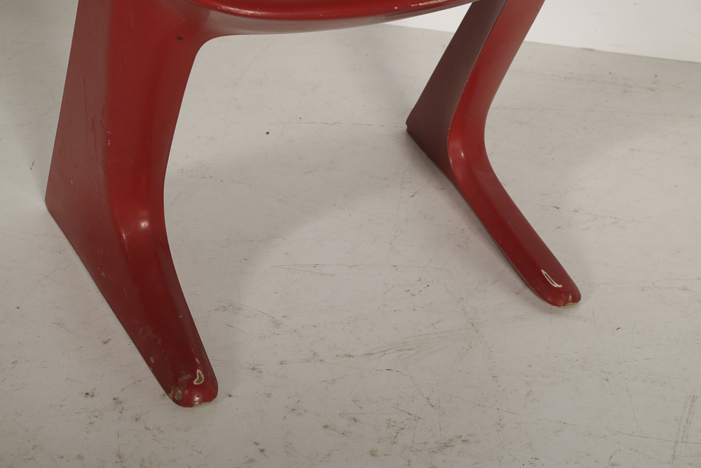 Mid Century Modern Molded Plastic Chairs in Red