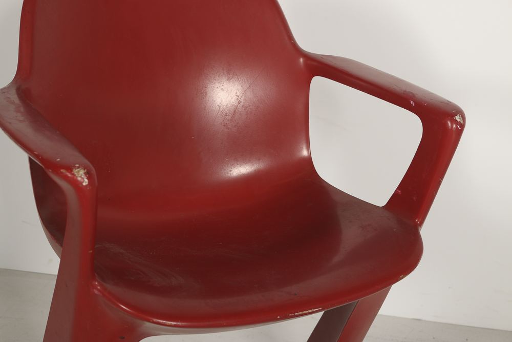 Mid Century Modern Molded Plastic Chairs in Red