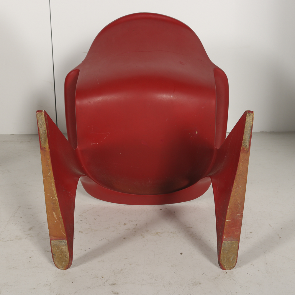 Mid Century Modern Molded Plastic Chairs in Red