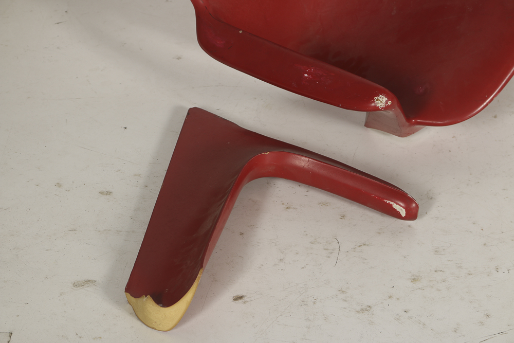 Mid Century Modern Molded Plastic Chairs in Red