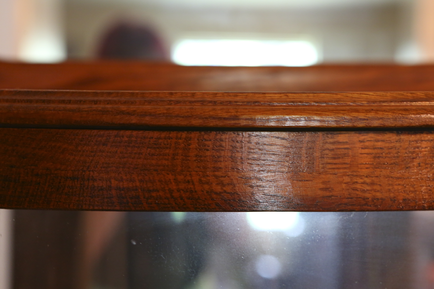 Vintage Oak Bow Front Curio Cabinet