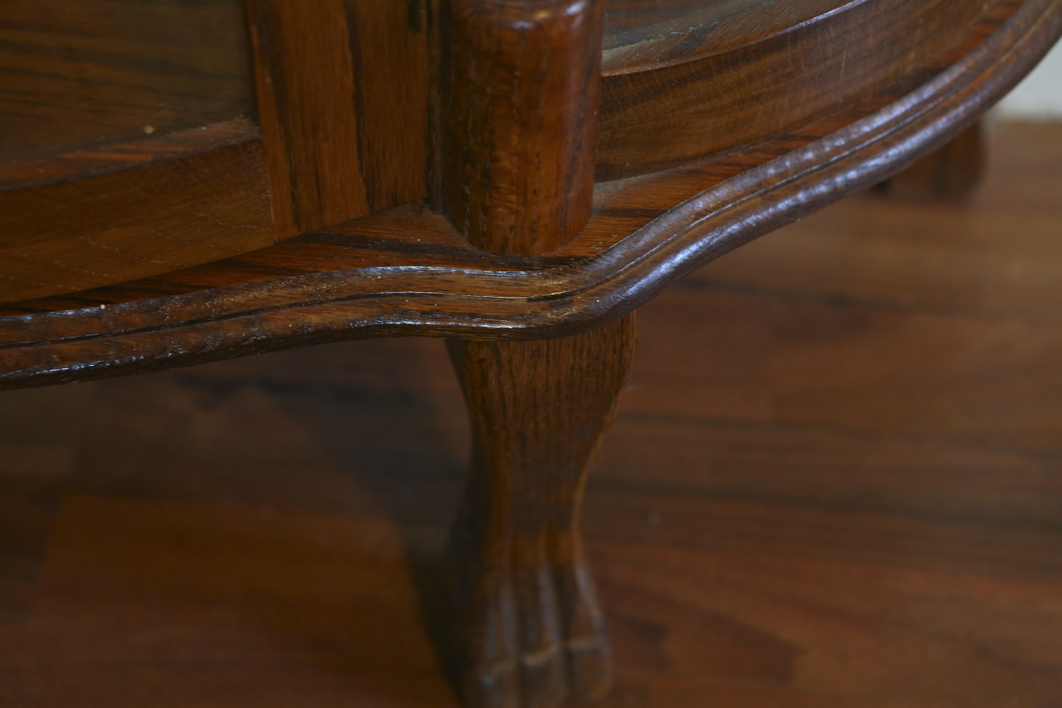 Vintage Oak Bow Front Curio Cabinet