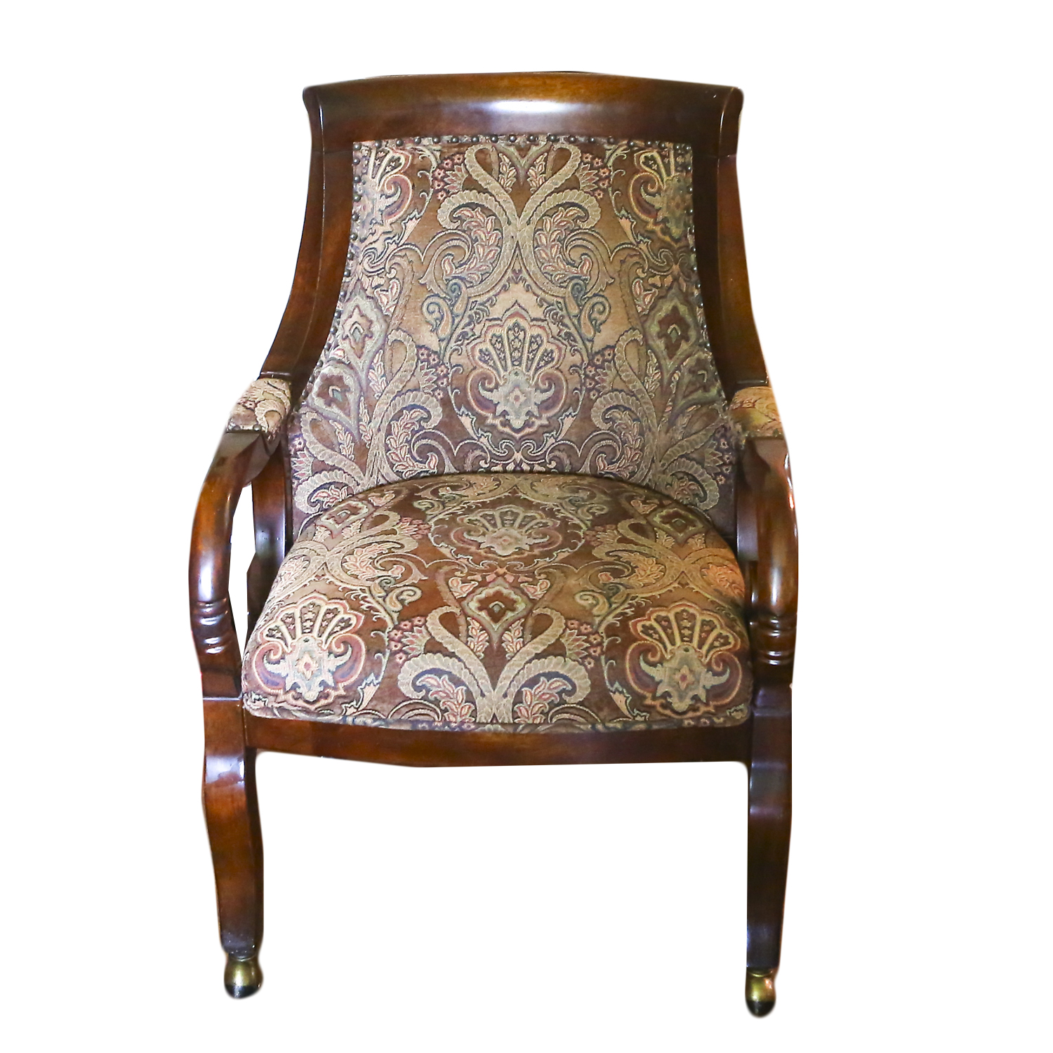 Velvet Upholstered Empire Style Armchair