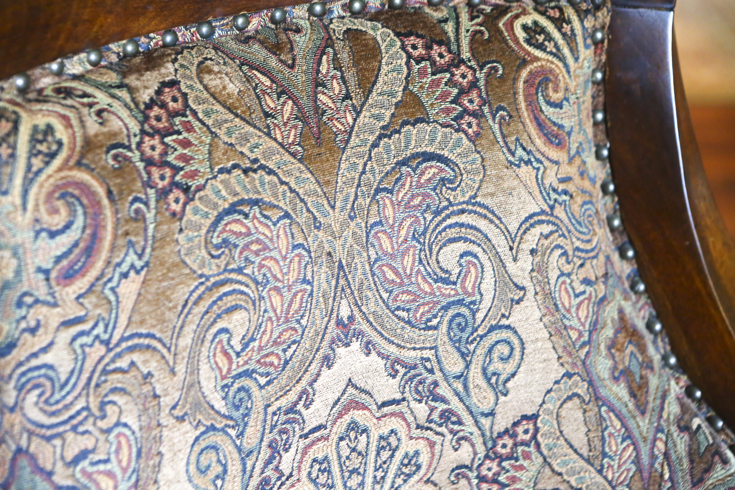 Velvet Upholstered Empire Style Armchair