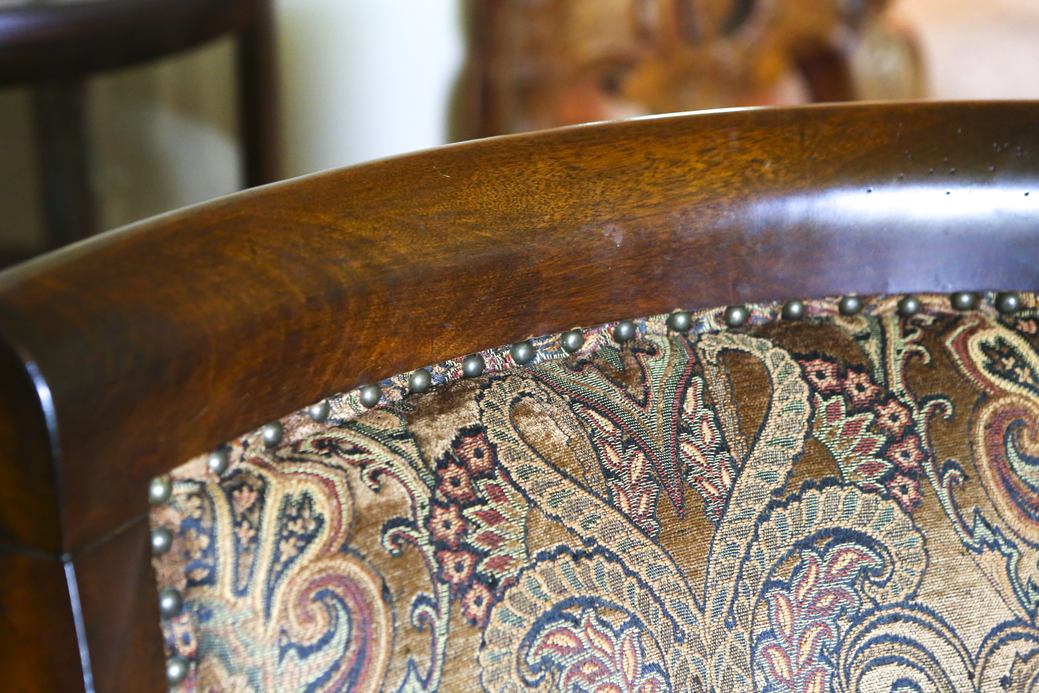 Velvet Upholstered Empire Style Armchair