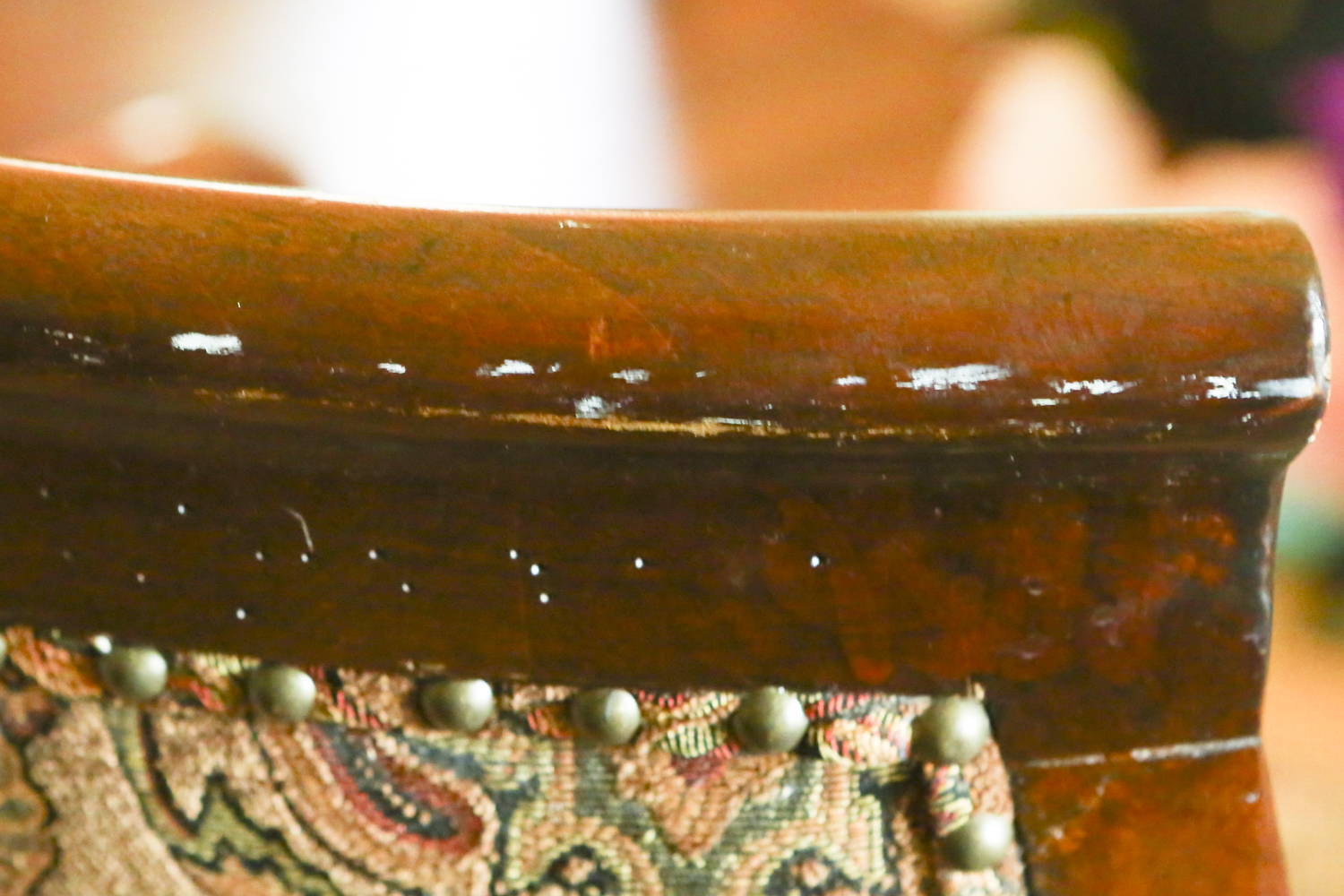 Velvet Upholstered Empire Style Armchair