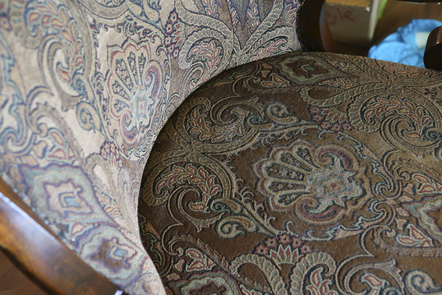 Velvet Upholstered Empire Style Armchair