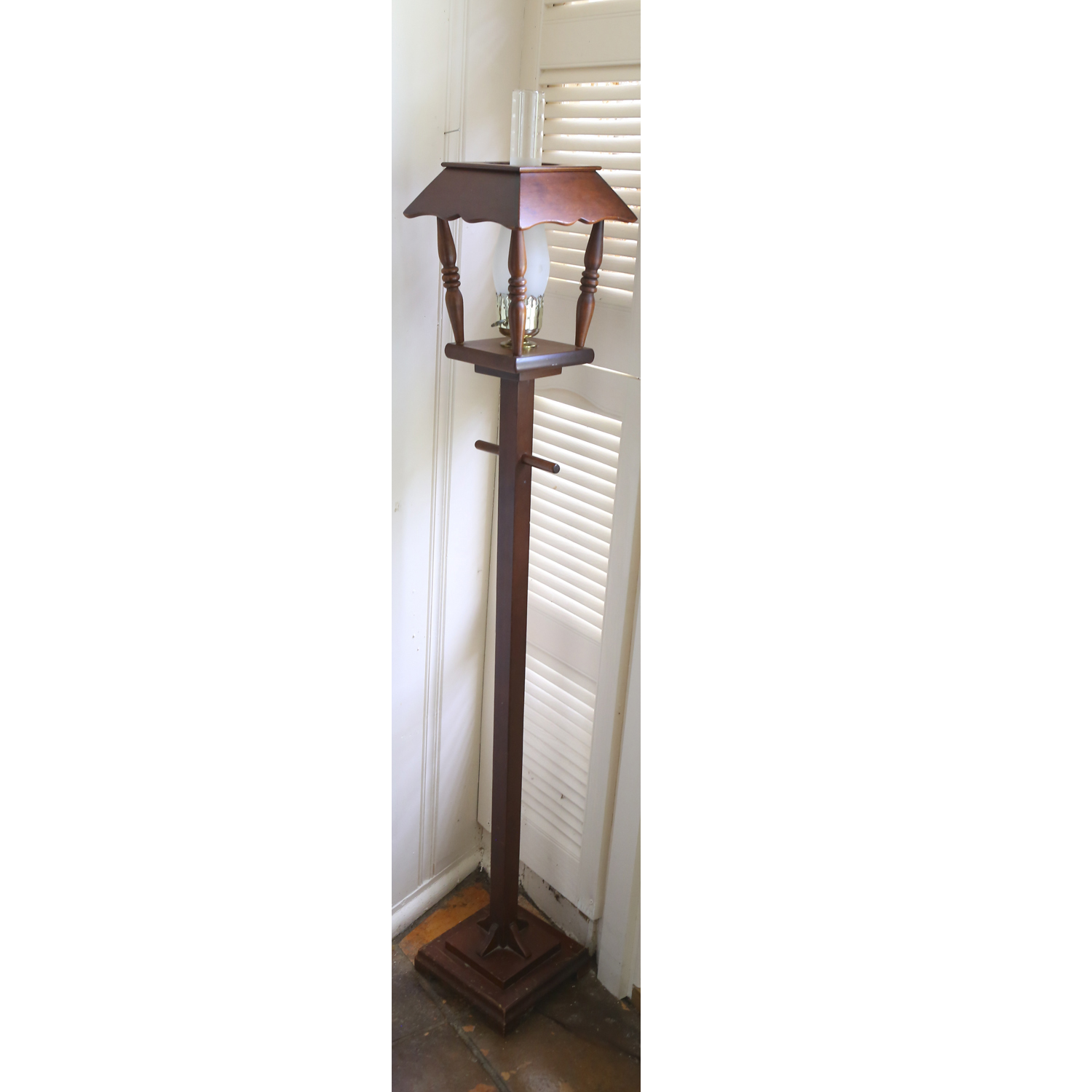 Vintage Wooden Lantern Floor Lamp