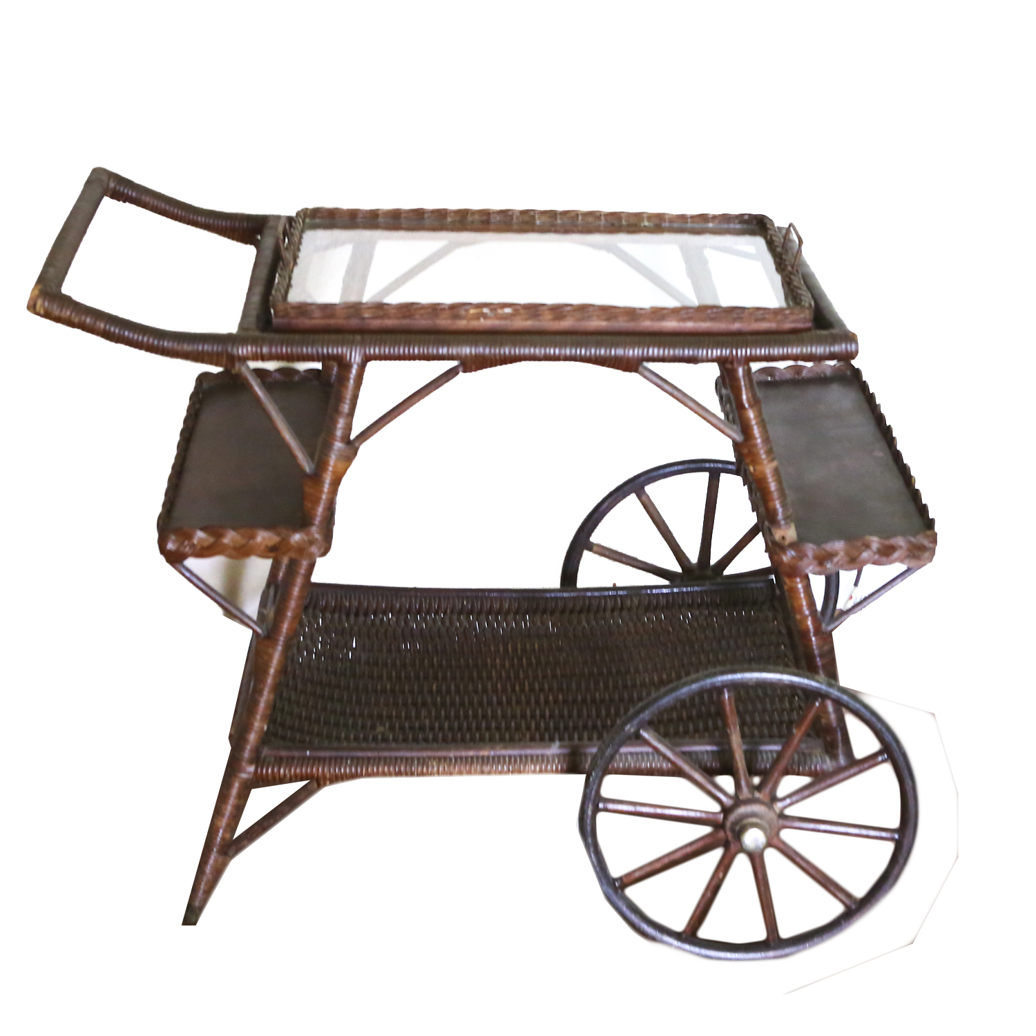 Vintage Wicker Bar Cart