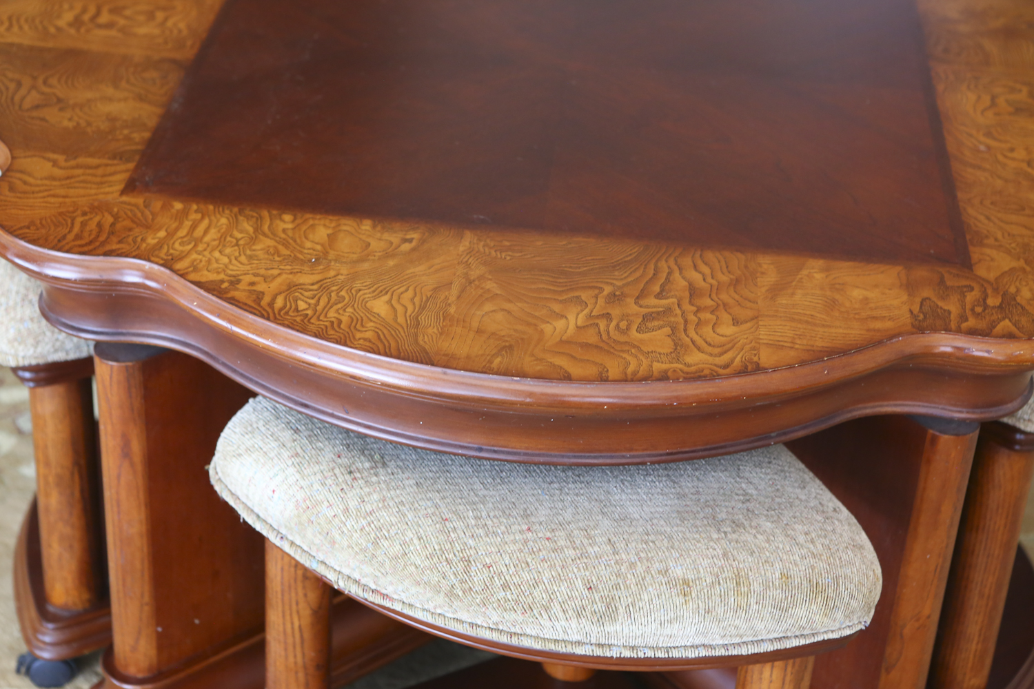 Quarterfoil Coffee Table with Nesting Stools