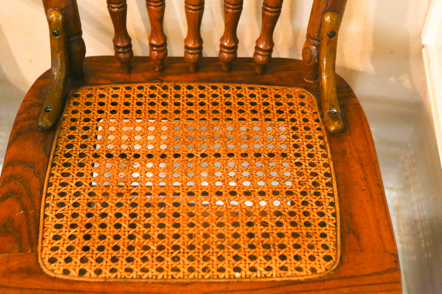 Set of Vintage Caned Seat Dining Chairs