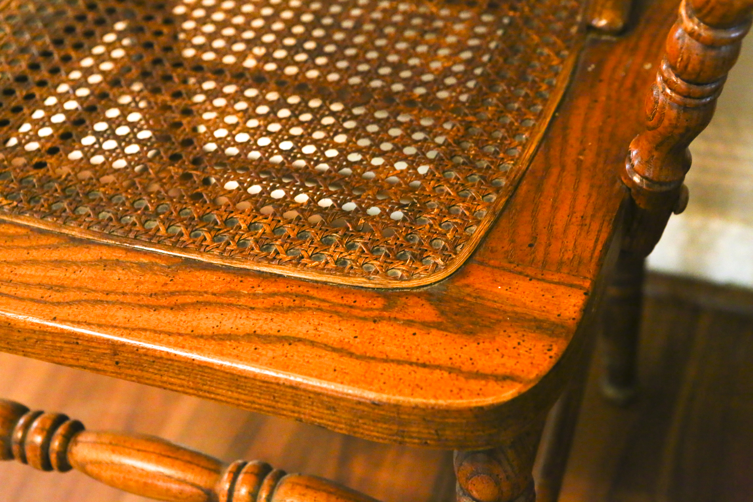 Set of Vintage Caned Seat Dining Chairs