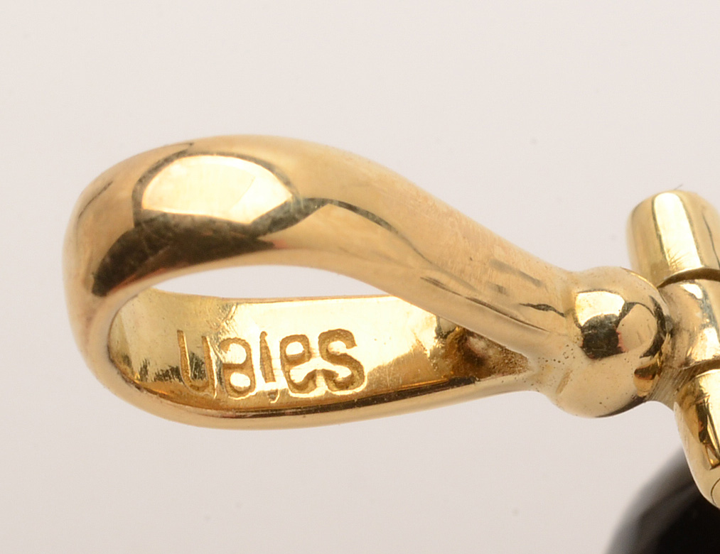 Sajen 18K Gold Fire Opal and Carved Obsidian Turtle Pendant