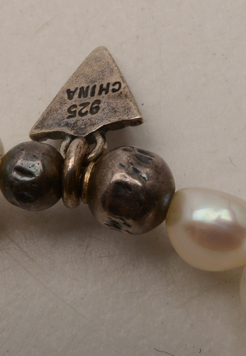 Freahwater Pearl Necklace and Bracelet Plus Bracelet With Faceted Black Glass