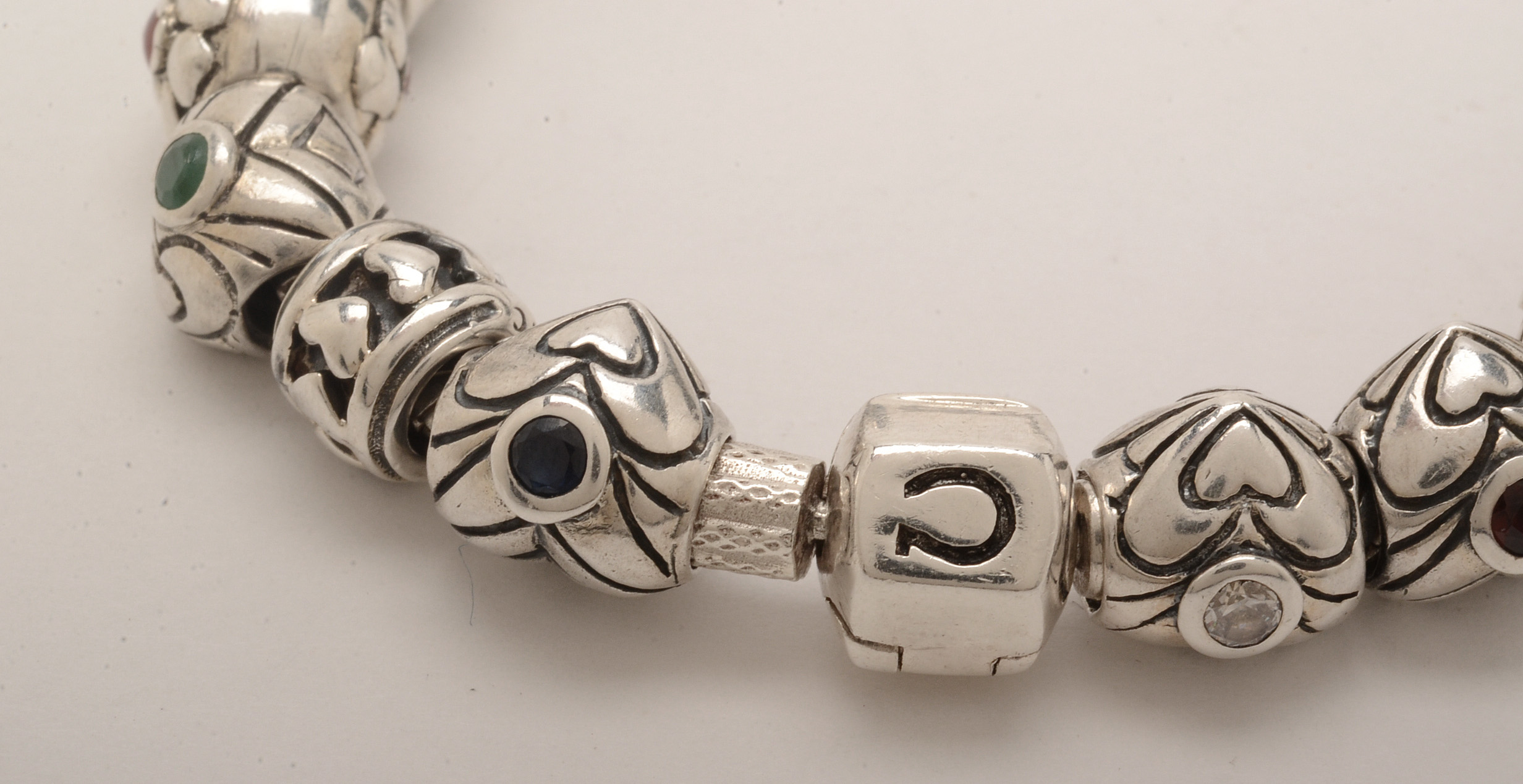 Chamilia Sterling Silver Charm Bracelet with Mixed Gemstone Accents