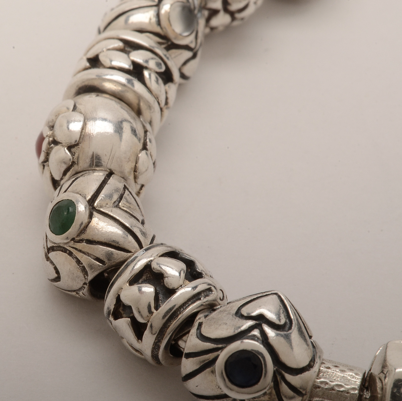 Chamilia Sterling Silver Charm Bracelet with Mixed Gemstone Accents