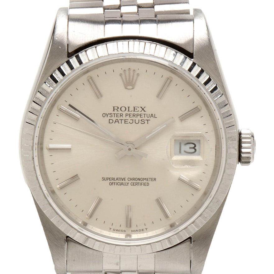 Rolex Datejust 16220 Automatic 36mm Silver Index Jubilee Steel Wristwatch