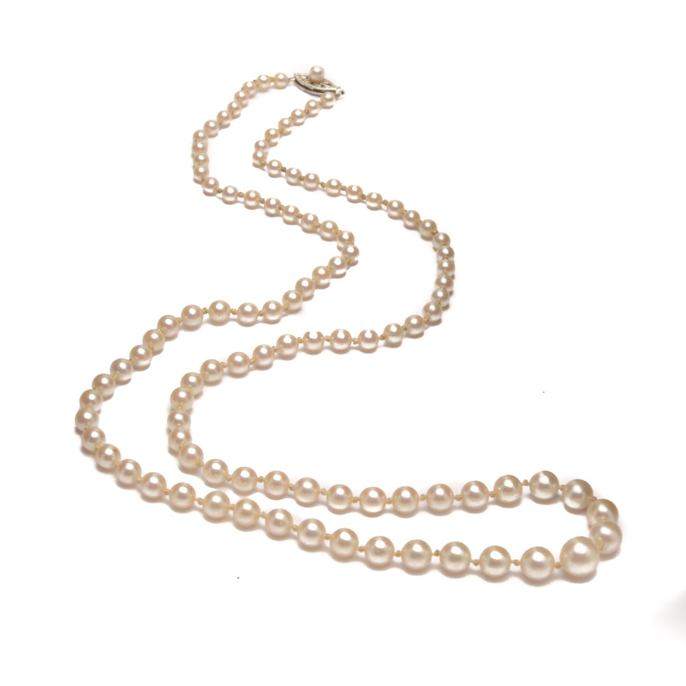 Cultured Pearl Necklace with 14K White Gold Clasp