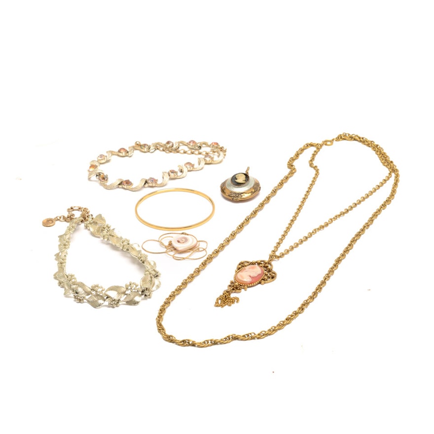 Assortment of Vintage Gold-Tone Costume Jewelry