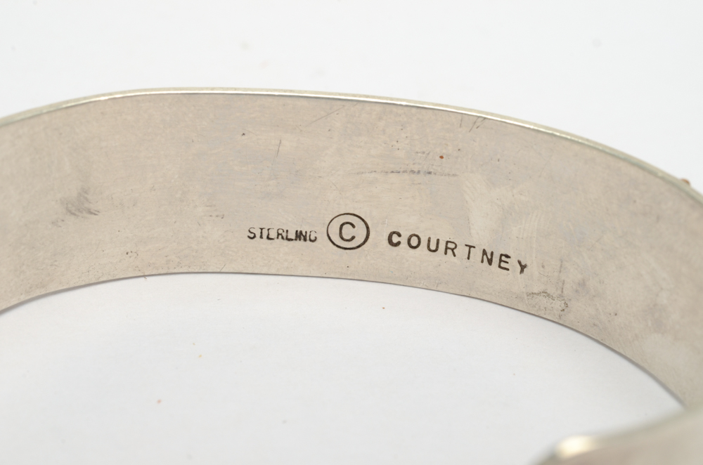 Vintage Courtney Designs Sterling Silver Brass Terrier Cuff Bracelet