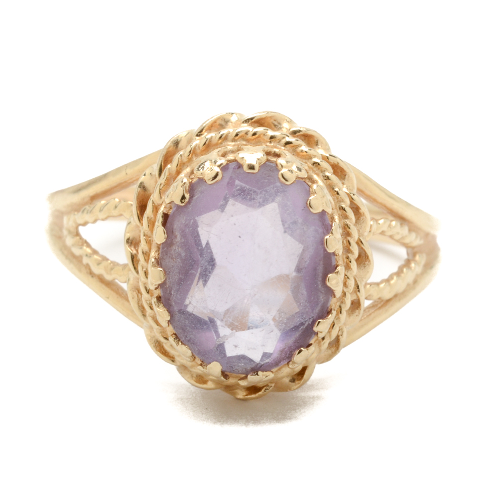 14K Yellow Gold Amethyst Ring
