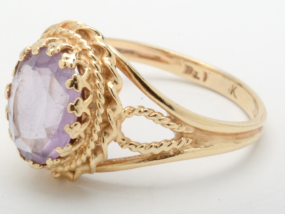 14K Yellow Gold Amethyst Ring