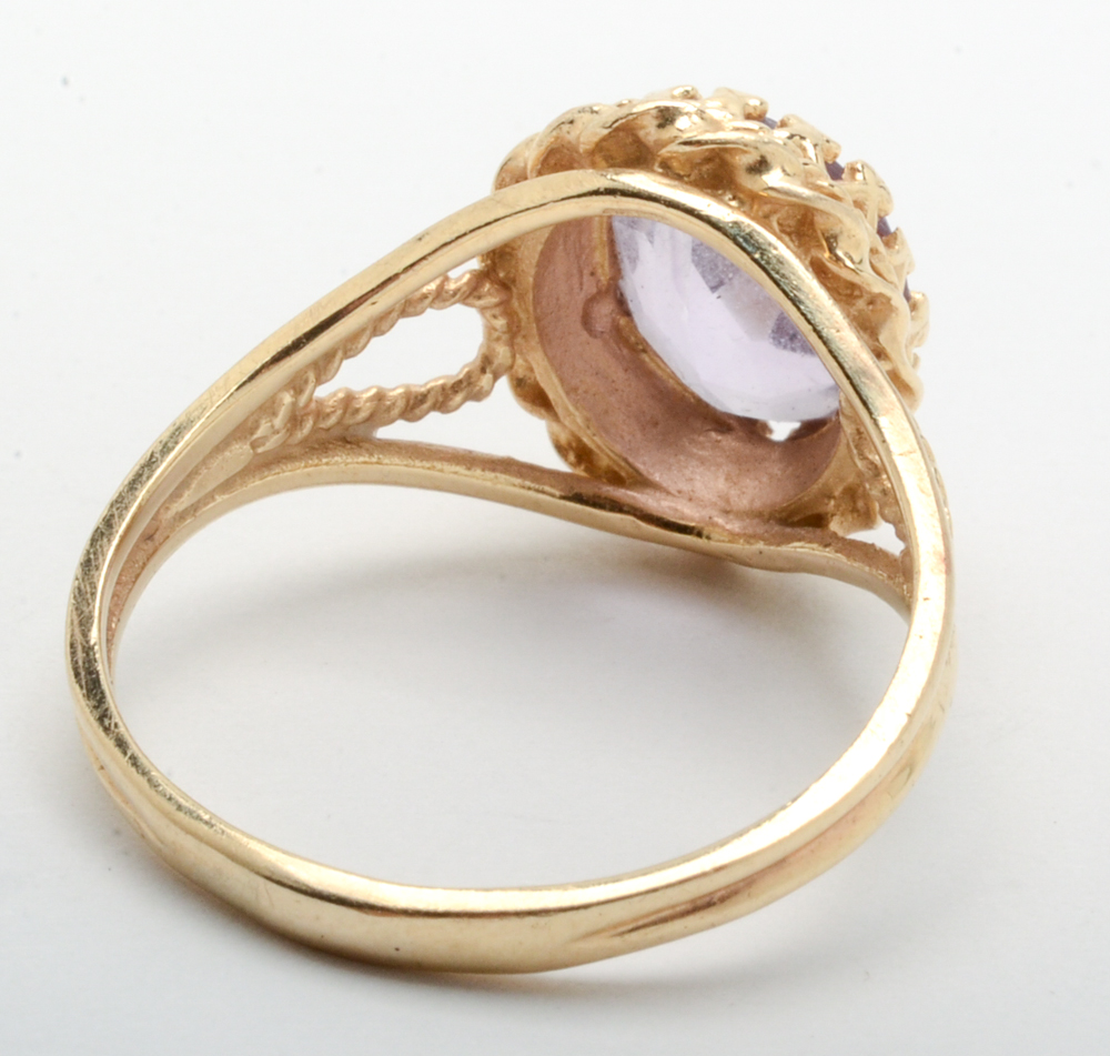 14K Yellow Gold Amethyst Ring
