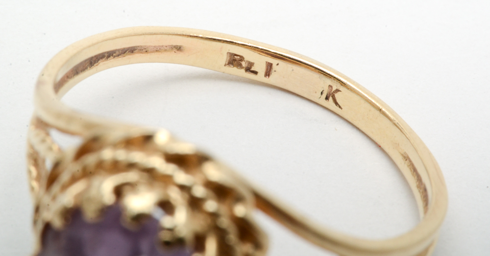 14K Yellow Gold Amethyst Ring