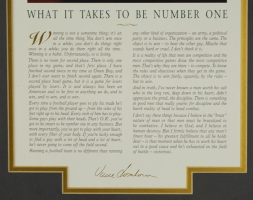 Motivational Print "Vince Lombardi: What It Takes To Be Number One"