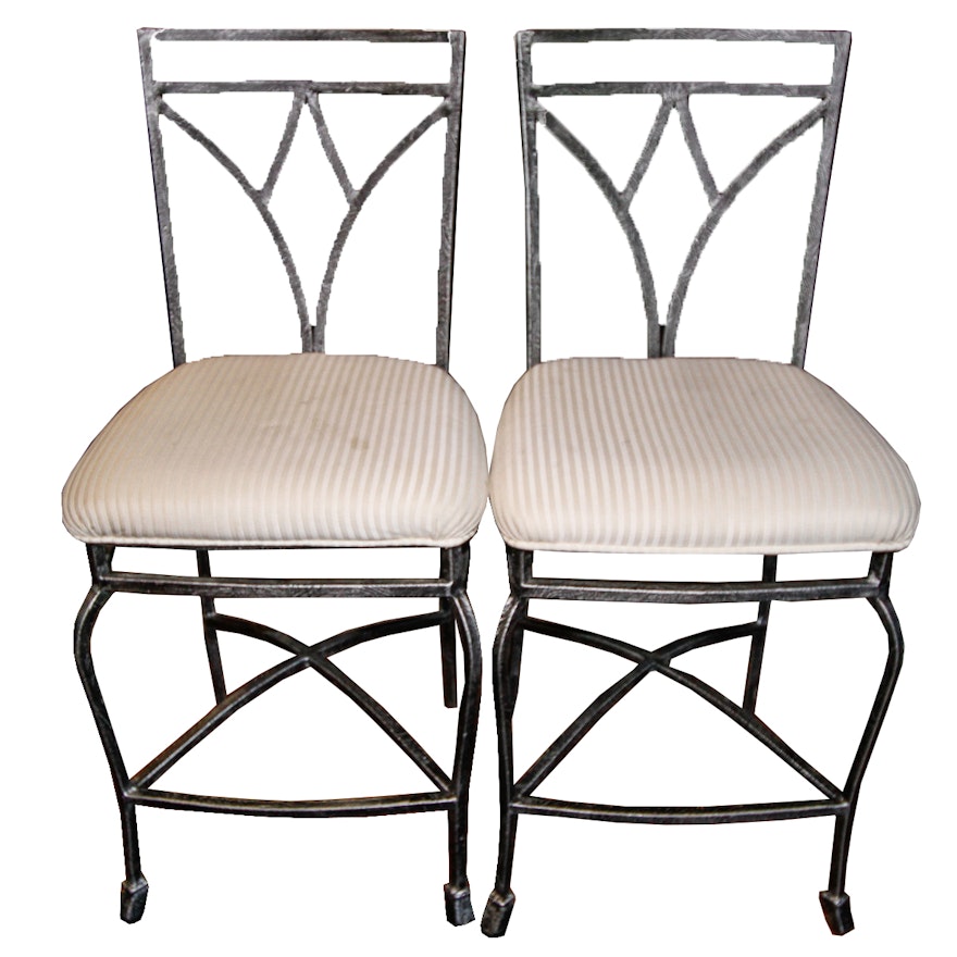 Pair of Wrought Iron Bar Stools