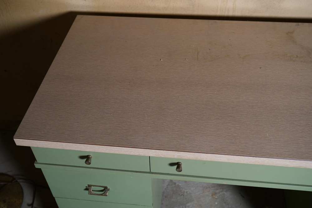 Mid Century Modern "Distinctive Furniture" Green Desk & Chair by Stanley