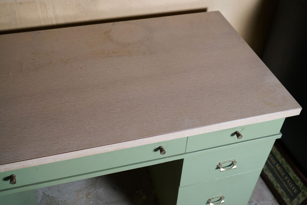 Mid Century Modern "Distinctive Furniture" Green Desk & Chair by Stanley