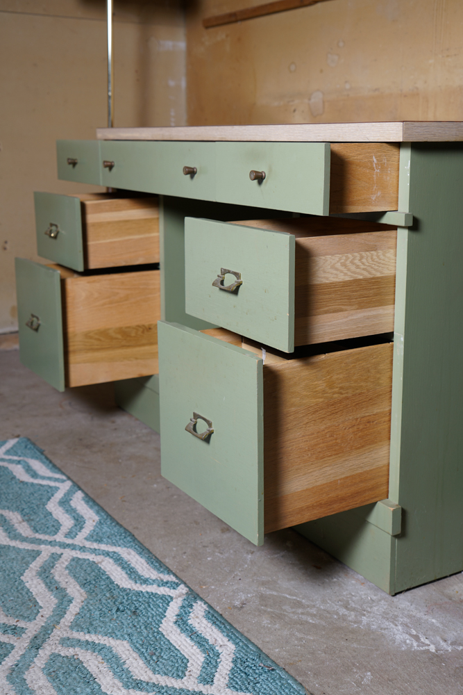 Mid Century Modern "Distinctive Furniture" Green Desk & Chair by Stanley