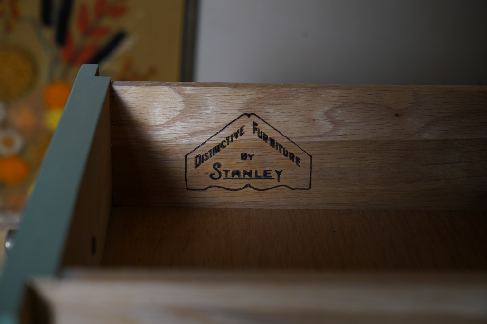 Mid Century Modern "Distinctive Furniture" Green Desk & Chair by Stanley