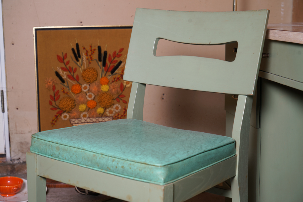 Mid Century Modern "Distinctive Furniture" Green Desk & Chair by Stanley