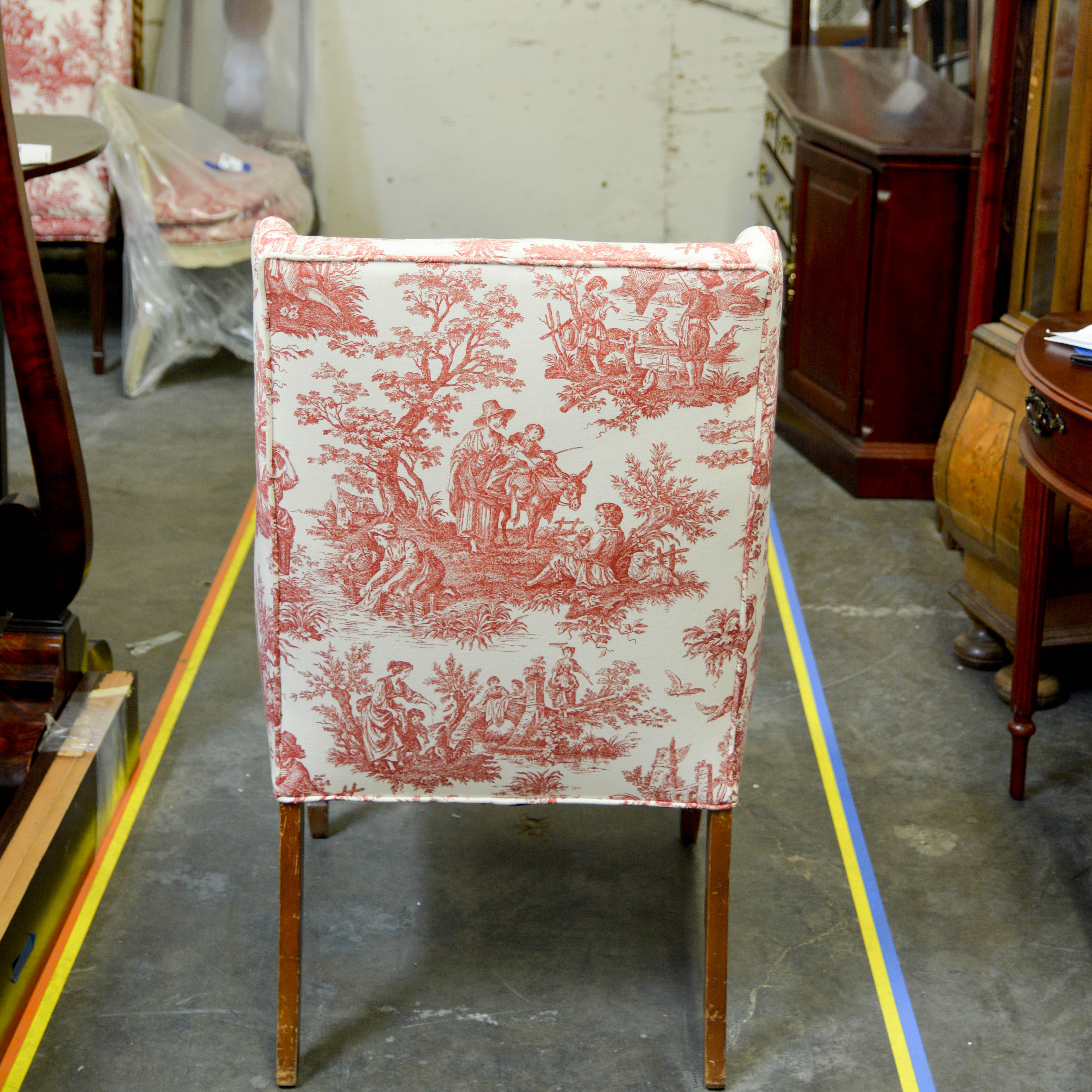 Toile Upholstered Accent Chair