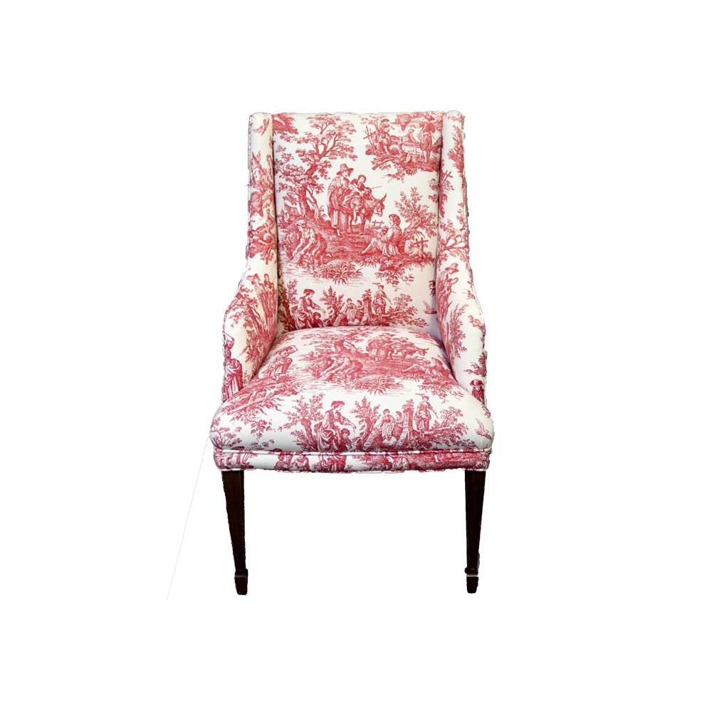 Toile Upholstered Accent Chair