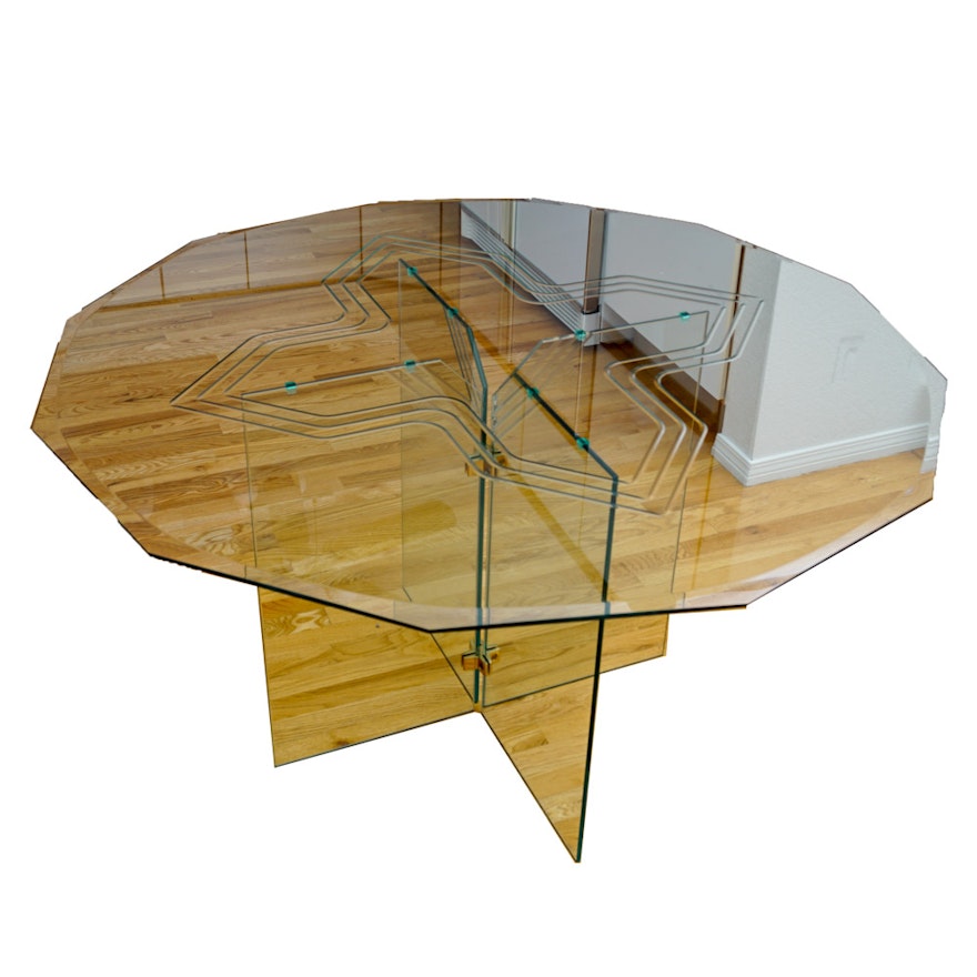 Contemporary Modernist Glass Dining Table