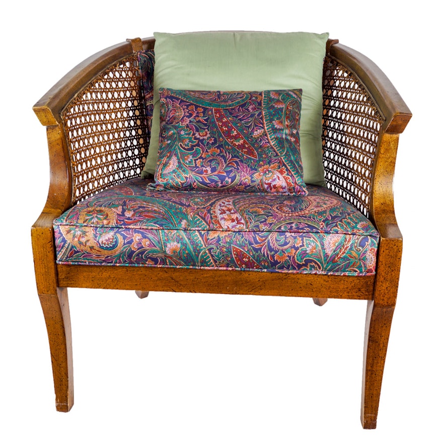 Upholstered and Caned Armchair