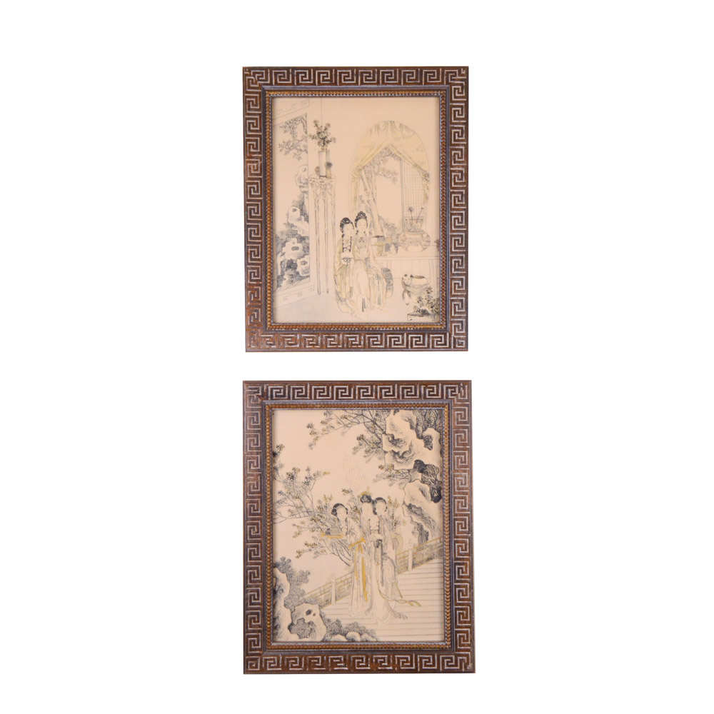 Asian Prints With Color Wash Detail