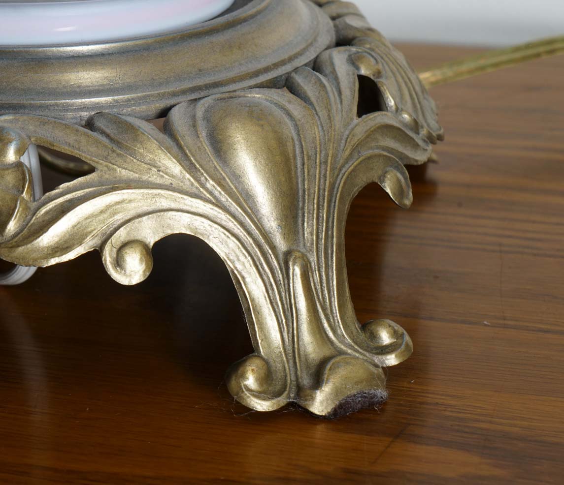 Blue Floral Glass Hurricane Table Lamp