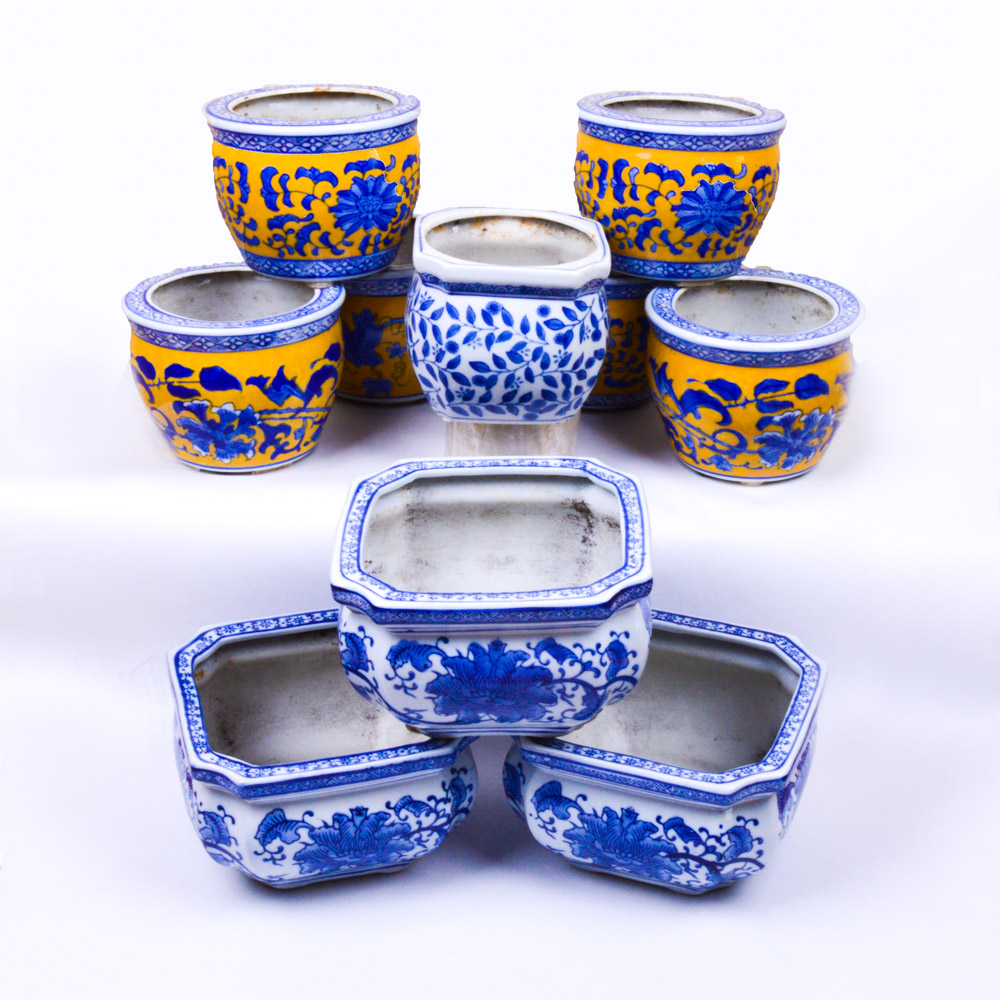 Ceramic Asian Inspired Jardiniere Planters