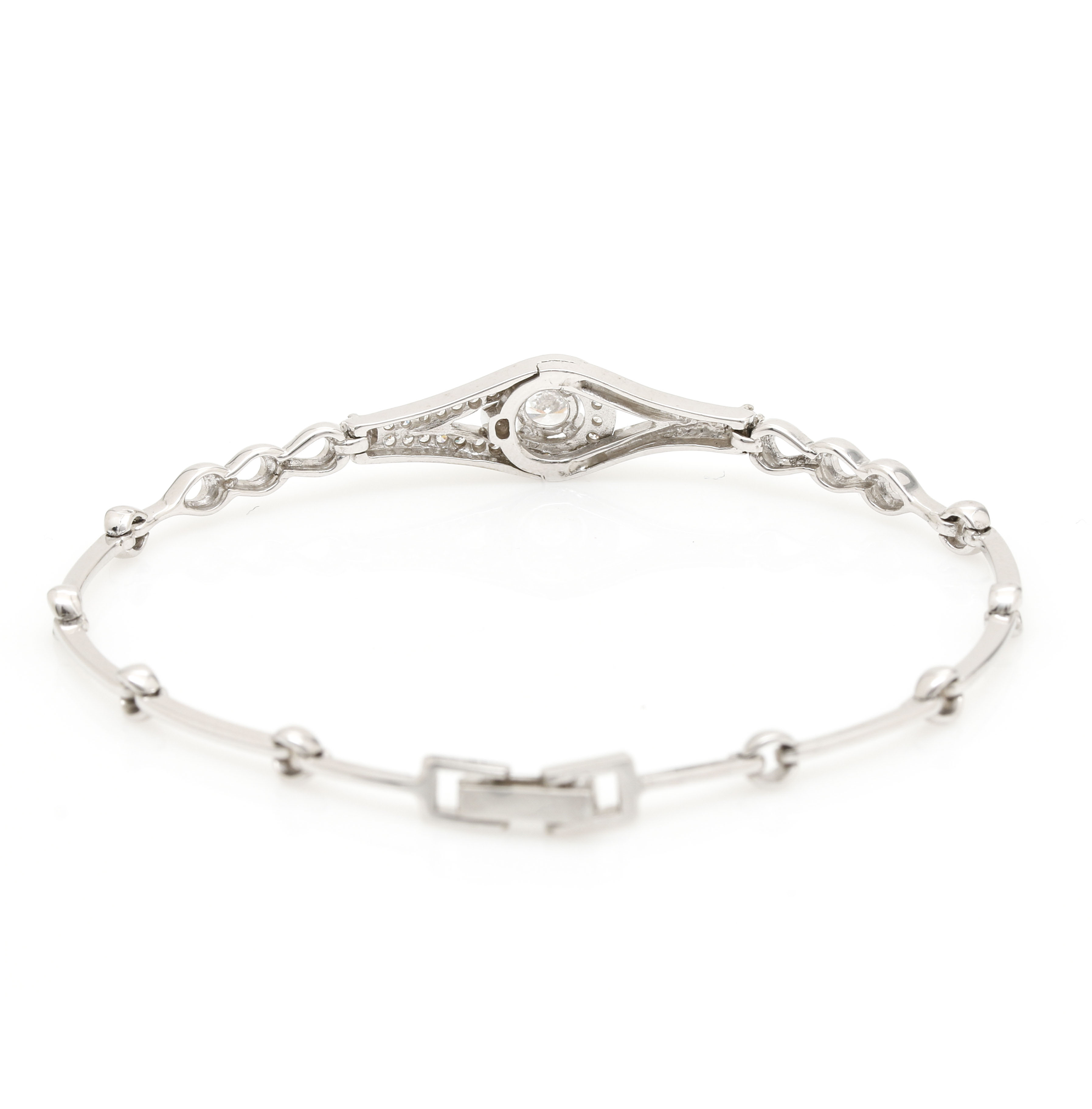14K White Gold Cubic Zirconia Link Bracelet